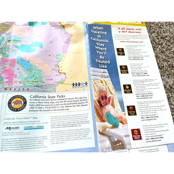 2001 California Travel Ideas Map Official Tourism Fold Out Map - Picture 12 of 15